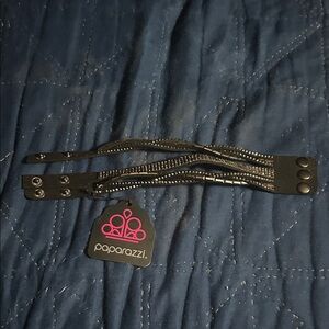 Paparazzi Black and Silver wrap bracelet